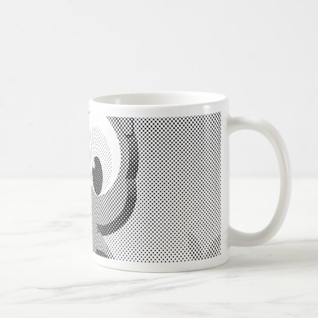 Caneca De Café Coruja De Newsprint Em Preto E Branco (Direita)