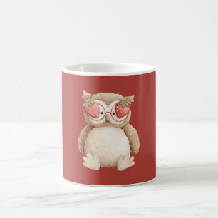 Caneca De Café Coruja de Óculos de Morango