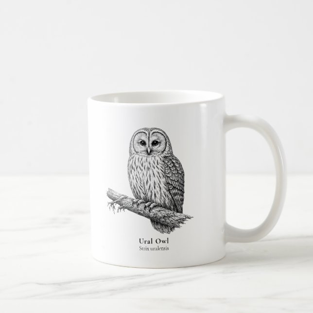 Caneca de Café Coruja-do-Ural Preto e Branco (Direita)