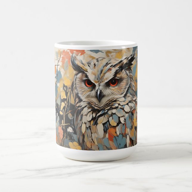 Caneca De Café Coruja e Flores na Pintura de Primavera (Centro)
