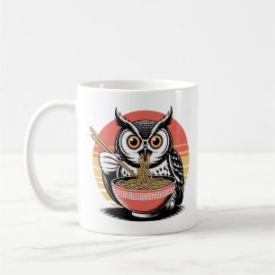 Caneca De Café Coruja Escorregando Ramen Japonês Estilo Ukiyo-e V