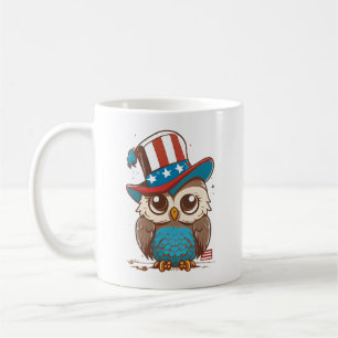 Caneca De Café Coruja EUA Independência Dia 4 de julho Coruja dos