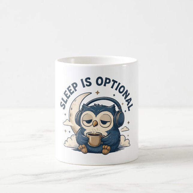 Caneca De Café Coruja Fofa Amante de Café, Sono é Opcional (Centro)