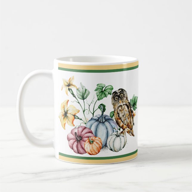 Caneca De Café Coruja fofa e abóboras de outono (Esquerda)