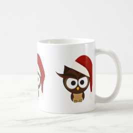 Caneca De Café Coruja Irritada vestindo o Chapéu Santa