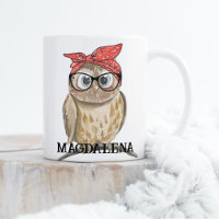 Coruja Legal de Hipster em Óculos e Bandana Vermel