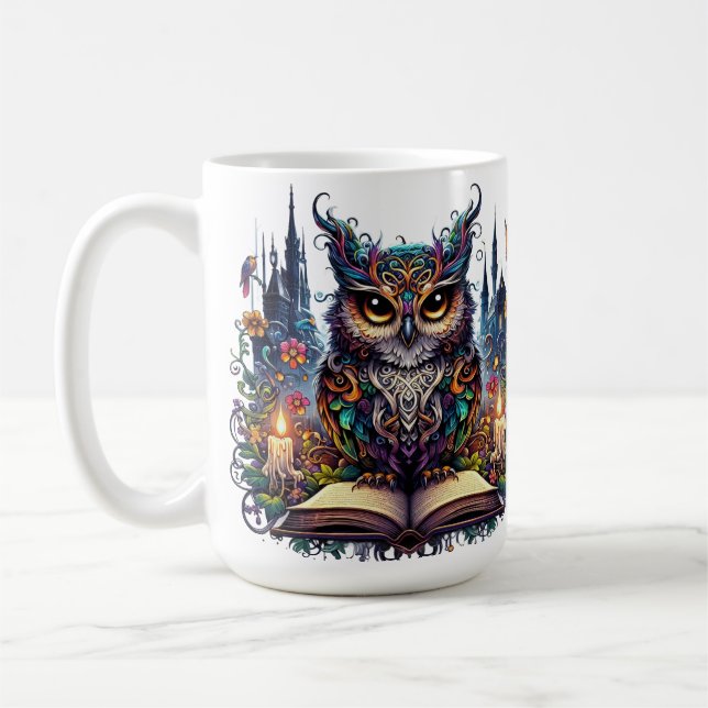 Caneca De Café Coruja Mágica Livresca (Esquerda)