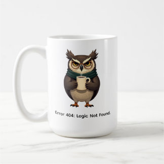 Caneca De Café Coruja Mal-Humorada Sarcástica "Erro 404 Lógica Nã