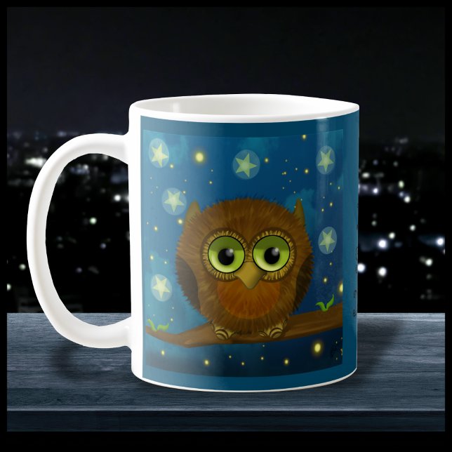 Caneca De Café Coruja marrom adorável da noite (Criador carregado)