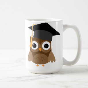 Caneca De Café Coruja Marrom com Mug de Graduação de Boné de f