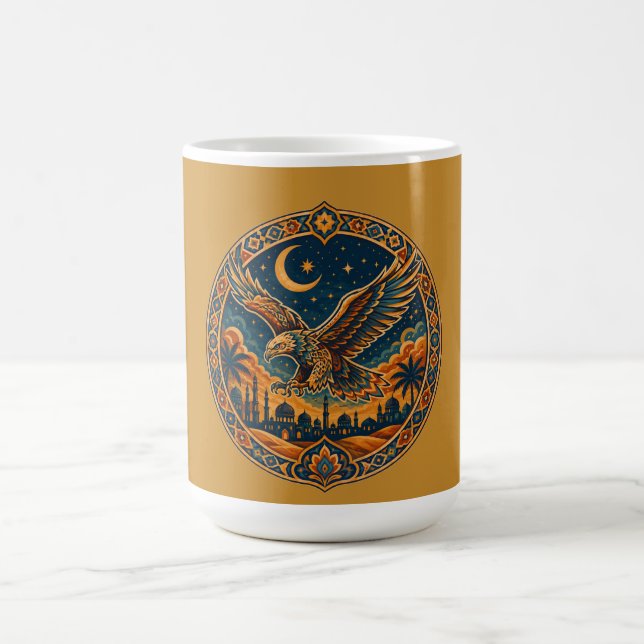 Caneca De Café Coruja Mística Árabe Crescente Lua Arte do Deserto (Centro)