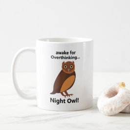 Caneca De Café Coruja Noturna Pensativa Divertida