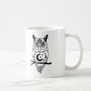 Caneca De Café Coruja pagã com Pentacle e lua