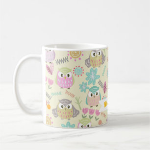 Caneca De Café Coruja Pastel Amarelo