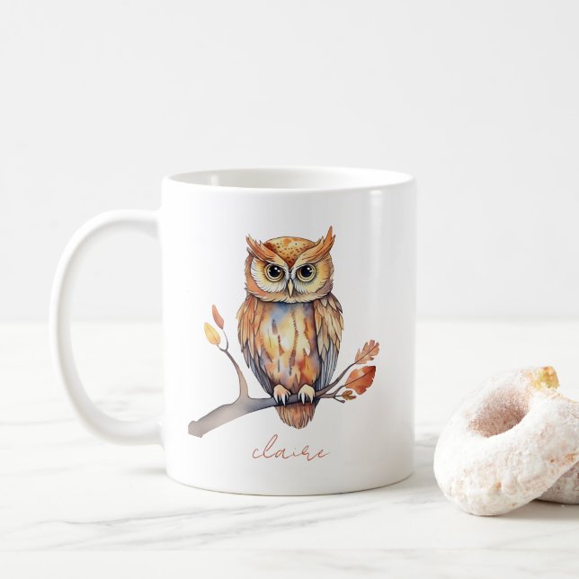 Caneca De Café Coruja Personalizada (Com Donut)