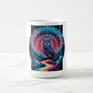 Caneca De Café Coruja Psicodélica Mandala - Arte Florestal Trippy