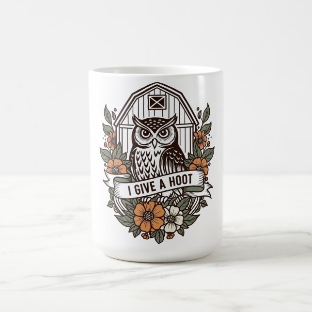 Caneca De Café Coruja retrô 'Eu dou uma design (Centro)