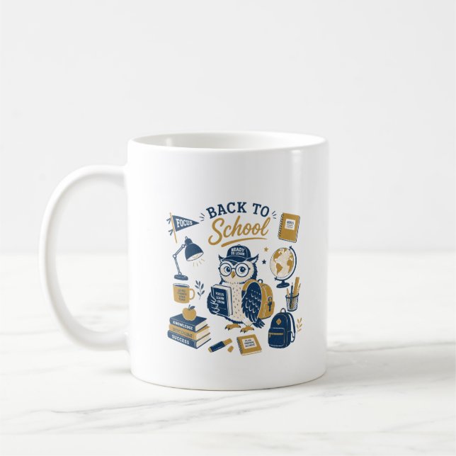 Caneca De Café Coruja Retro Volta às Aulas (Esquerda)