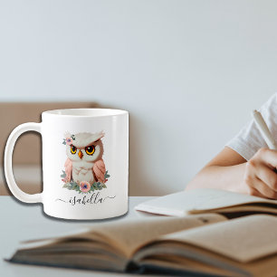 Caneca De Café Coruja rosa floral