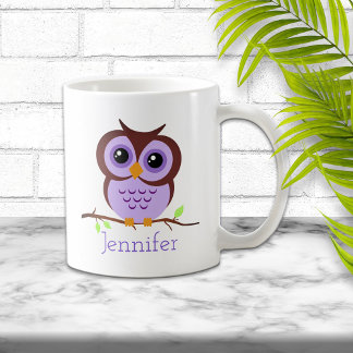 Caneca De Café Coruja Roxa de Cartoon