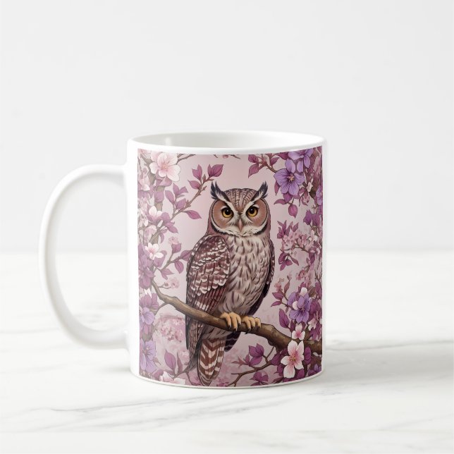 Caneca De Café Coruja Roxo-Roxo Elegante (Esquerda)