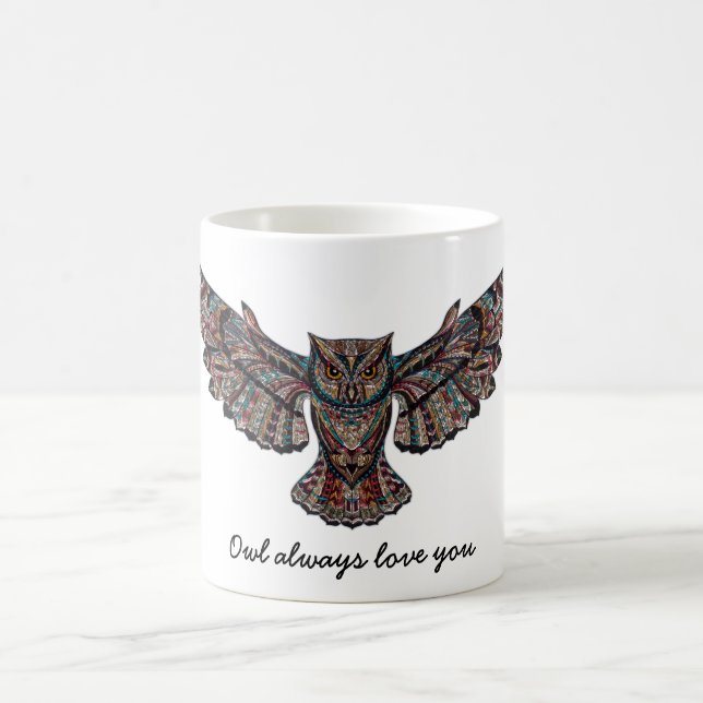 Caneca De Café Coruja sempre te ama Decorativo Mosaico (Centro)