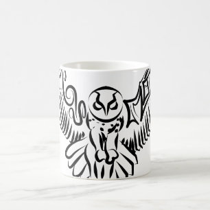 Caneca De Café Coruja voadora branca e negra