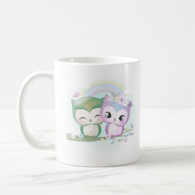 Caneca De Café Corujas Cutes (Esquerda)