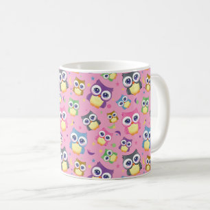 Caneca De Café Corujas de desenho animado fofo Céu noturno Lua Es