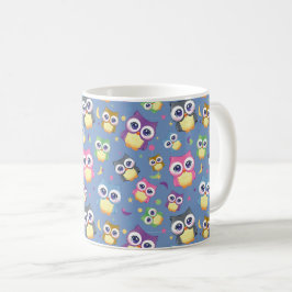 Caneca De Café Corujas de desenho animado fofo Céu noturno Lua Es