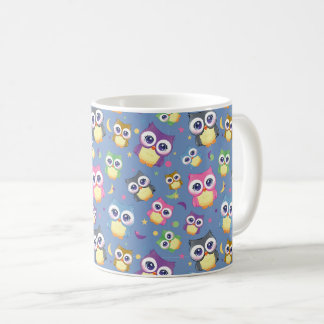 Caneca De Café Corujas de desenho animado fofo Céu noturno Lua Es