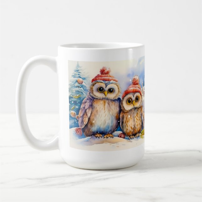 Caneca De Café Corujas de Natal (Esquerda)