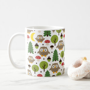 Caneca De Café Corujas Na Floresta