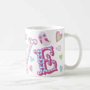 Caneca De Café Corujas pequenas doces do amor no guingão