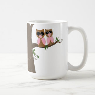 Caneca De Café Corujas Rosa e Marrom Fora do Limite