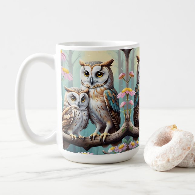 Caneca De Café Corujas sábias (Com Donut)