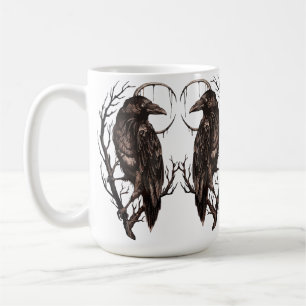 Caneca De Café Corvo em Árvore Morta - Arte Gótica Sombria
