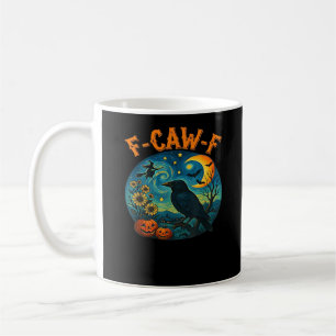 Caneca De Café Corvo F-Caw-F Engraçado Halloween Gótico Xadrez