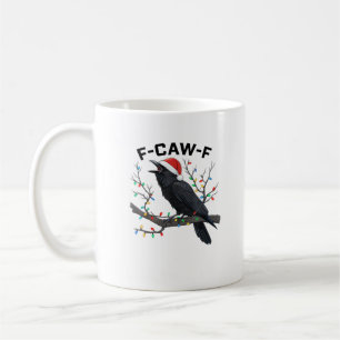 Caneca De Café Corvo F-Caw-F Luzes de Natal Engraçadas Retro Chap