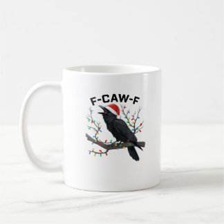 Caneca De Café Corvo F-Caw-F Luzes de Natal Engraçadas Retro Chap