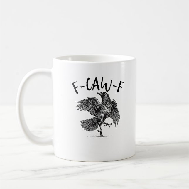 Caneca De Café Corvo, F-Caw-F Pássaro Engraçado (Esquerda)