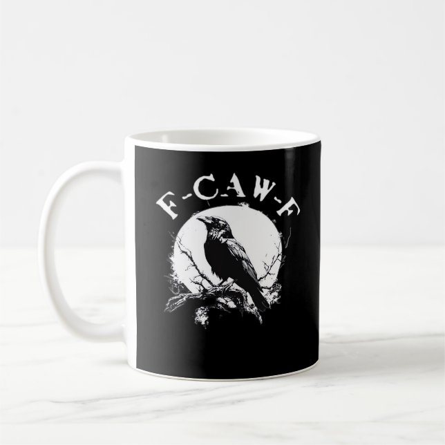 Caneca De Café Corvo F-Caw-F Pássaro Engraçado Estético Casual (Esquerda)