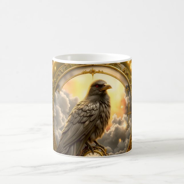Caneca De Café Corvo Guardião do Tempo – Relógio Gótico  (Centro)