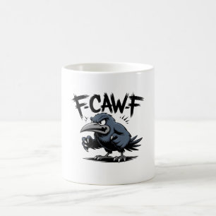 Caneca De Café Corvo Irritado “F-CAW-F ” – Design de Pássaro de D