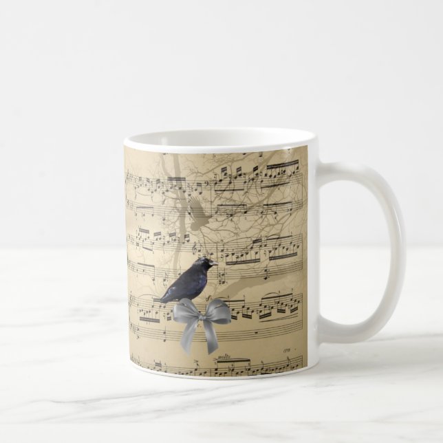 Caneca De Café Corvo numa folha de música (Direita)