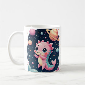 Caneca De Café Cosmic Axolotl Galactic Space Adventure Kawaii Sti