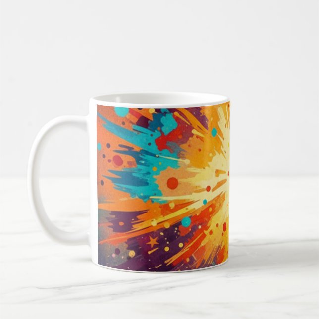 Caneca De Café Cosmic Burst Abstract Splatter Art (Esquerda)