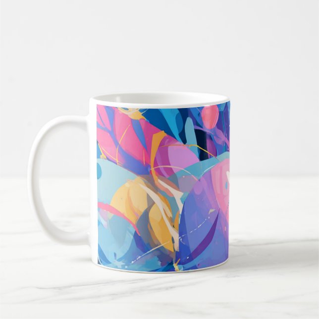 Caneca De Café Cosmic Celebration: Abstract Floating Orbs and Sta (Esquerda)