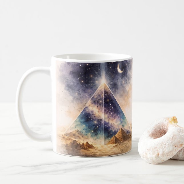 Caneca De Café Cosmic Pyramid Ancient Egypt Inspired (Com Donut)