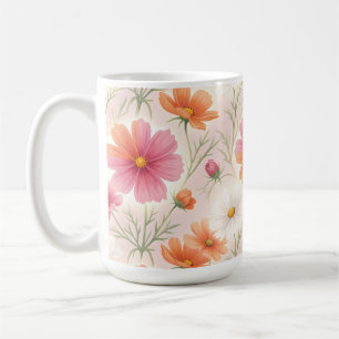 Caneca De Café Cosmos Florescem Harmonia Pastel